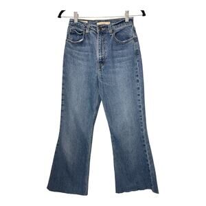 Levi's 70s High Flare Jeans Cropped  Size 24 Raw Hem Zip Fly